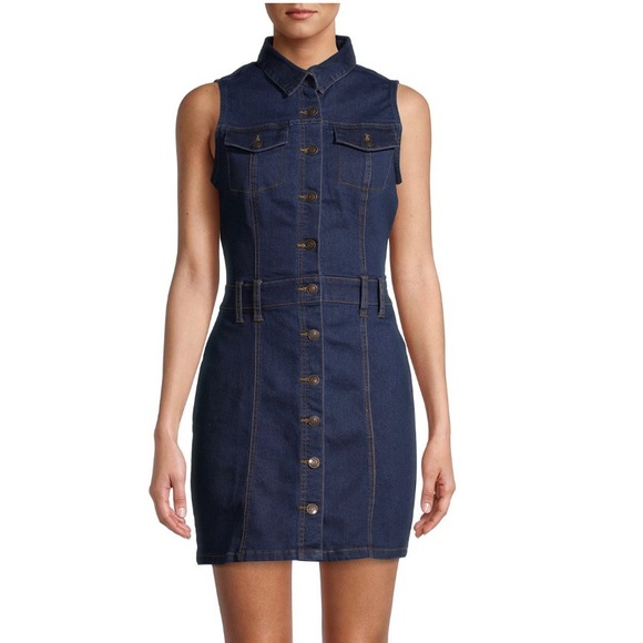 NWT Sleeveless denim shirtdress. Size Medium. - Picture 1 of 7
